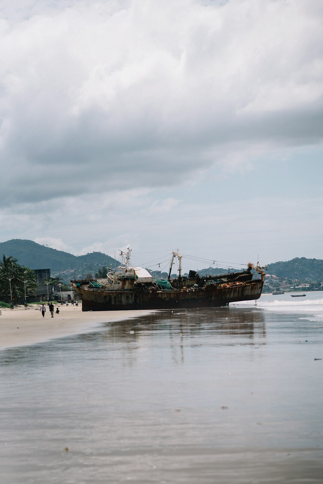 abandoned shipwreck on shore
